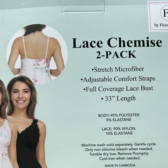 Flora Nikrooz Women's Lace Chemise, 2-pack- MultiColors Size L - Picture 8 of 8